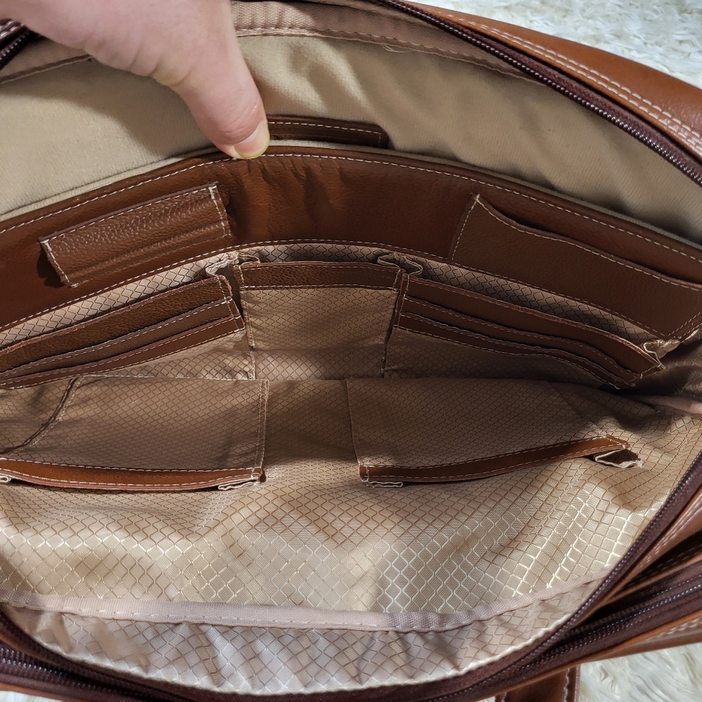 McKlein USA Kenwood 16" Leather Double Compartment Laptop Briefcase - Brown - Picture 12 of 16